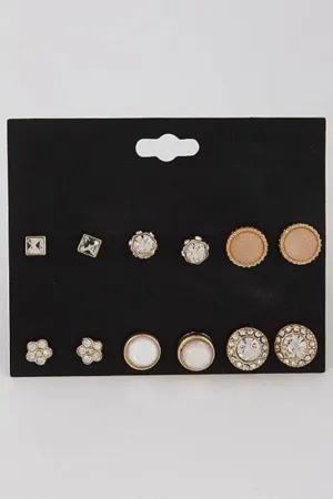 Rhinestone Stud Earring Set