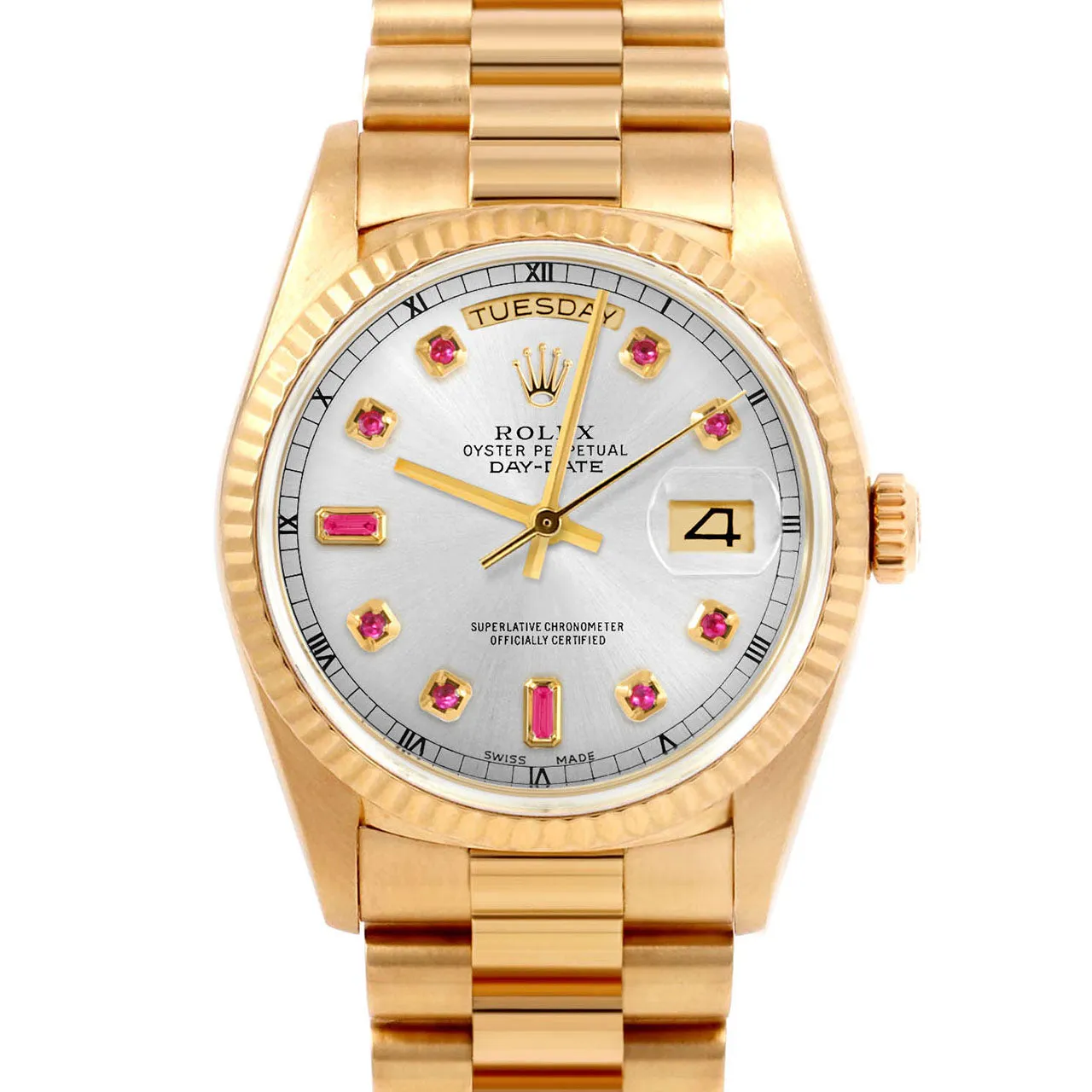 Rolex Day-Date 36mm | 18038-SLV-RBY-AM-FLT-PRS