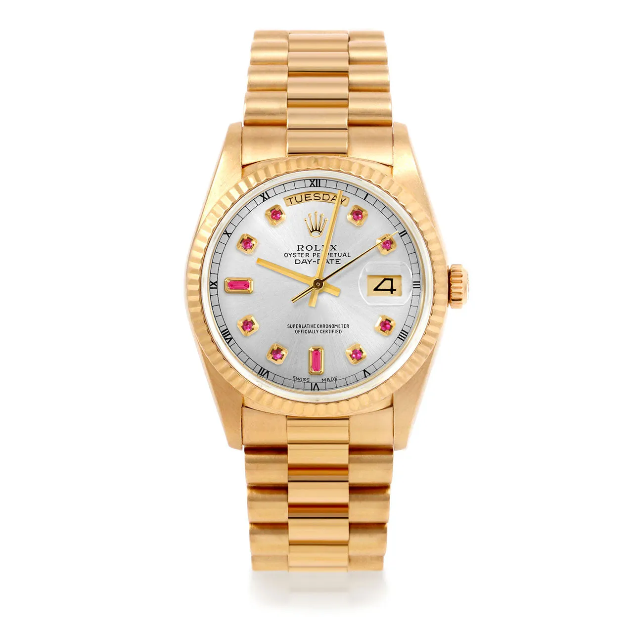 Rolex Day-Date 36mm | 18038-SLV-RBY-AM-FLT-PRS