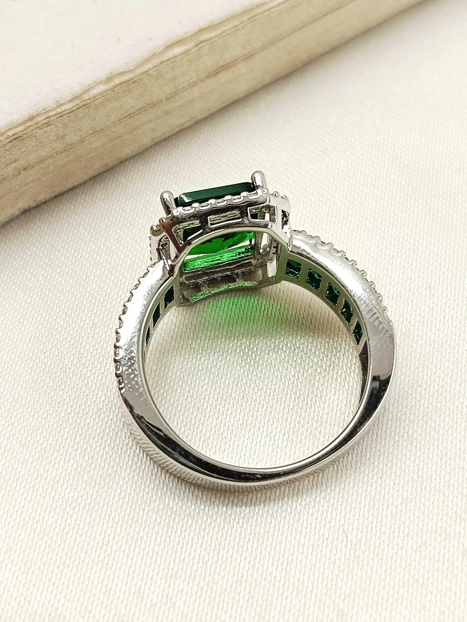 Roro Green American Diamond Finger Ring