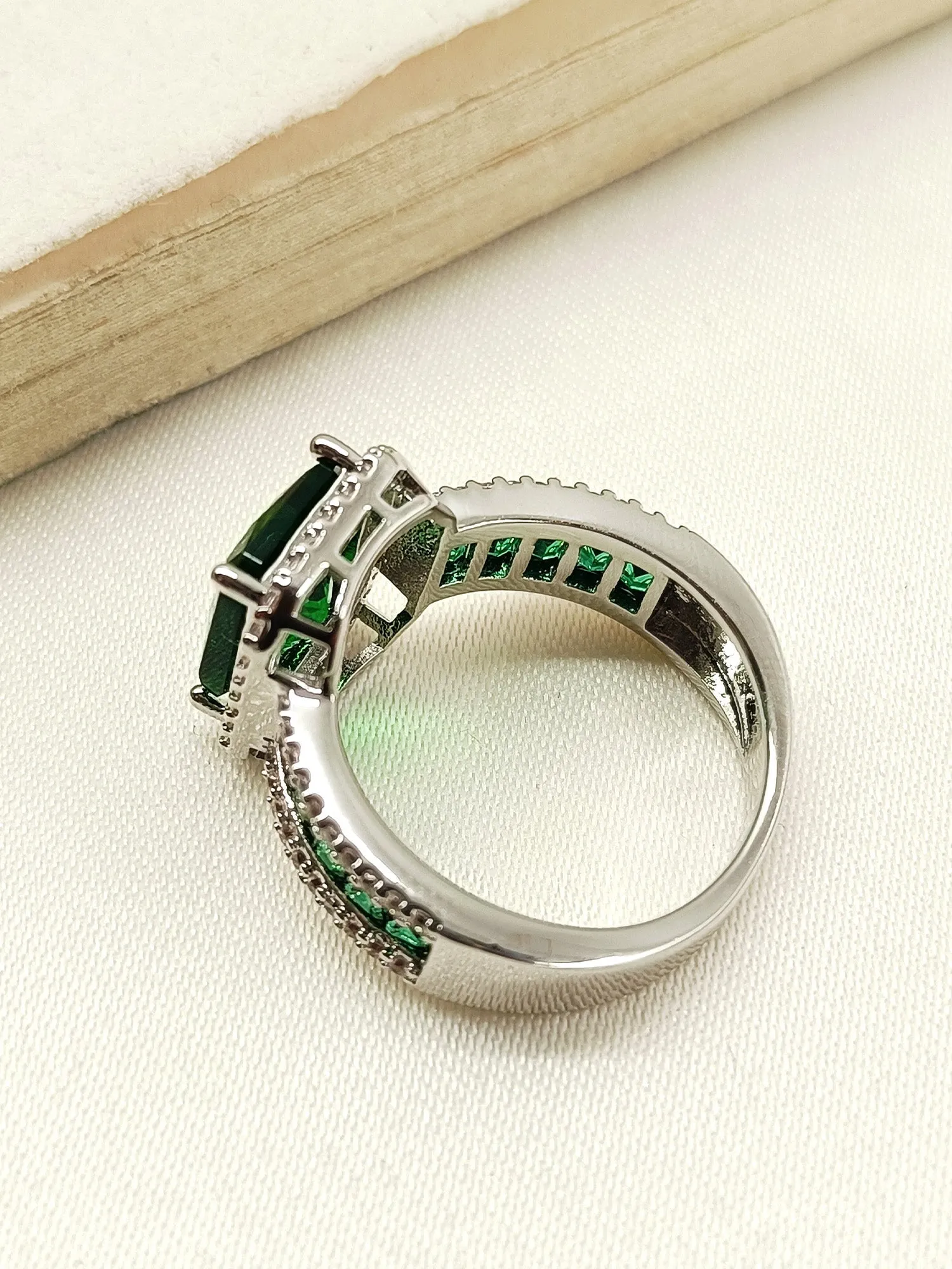 Roro Green American Diamond Finger Ring