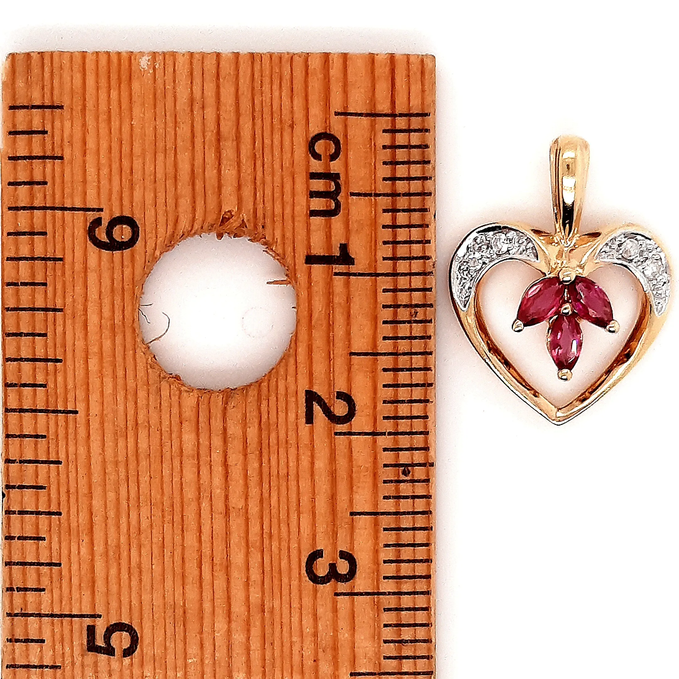 Ruby & Diamond Yellow Gold Heart Pendant