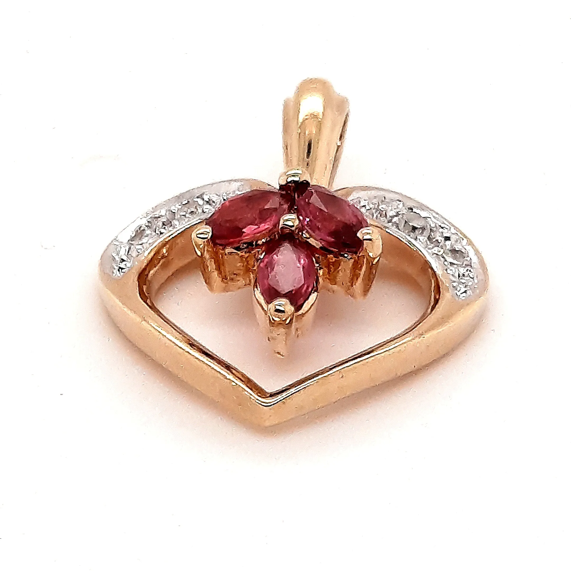 Ruby & Diamond Yellow Gold Heart Pendant