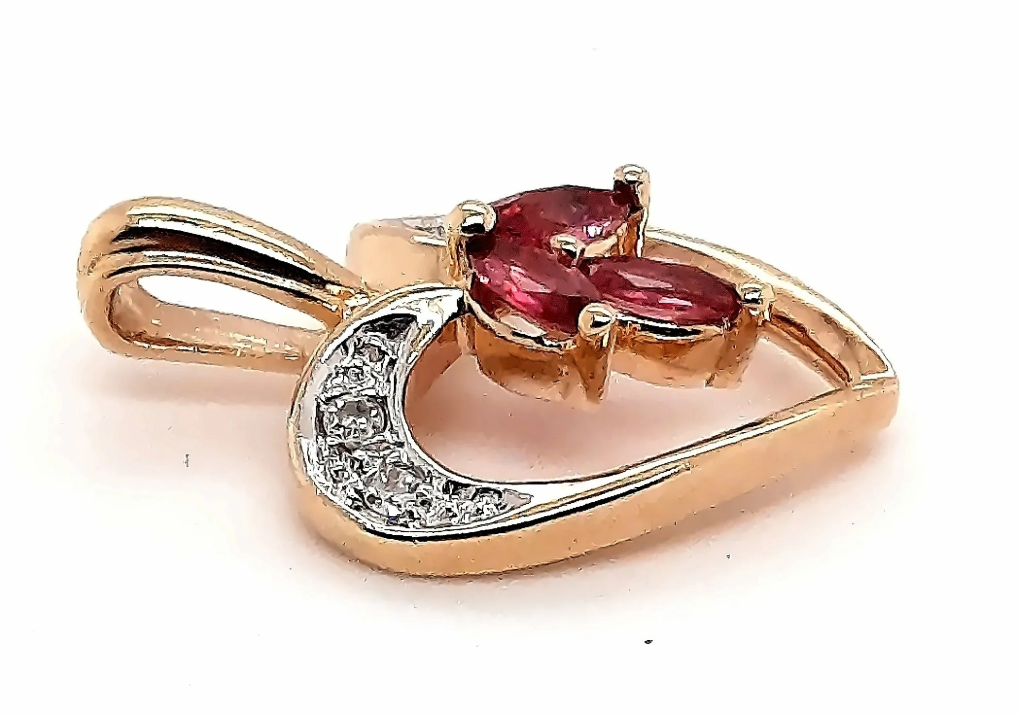 Ruby & Diamond Yellow Gold Heart Pendant