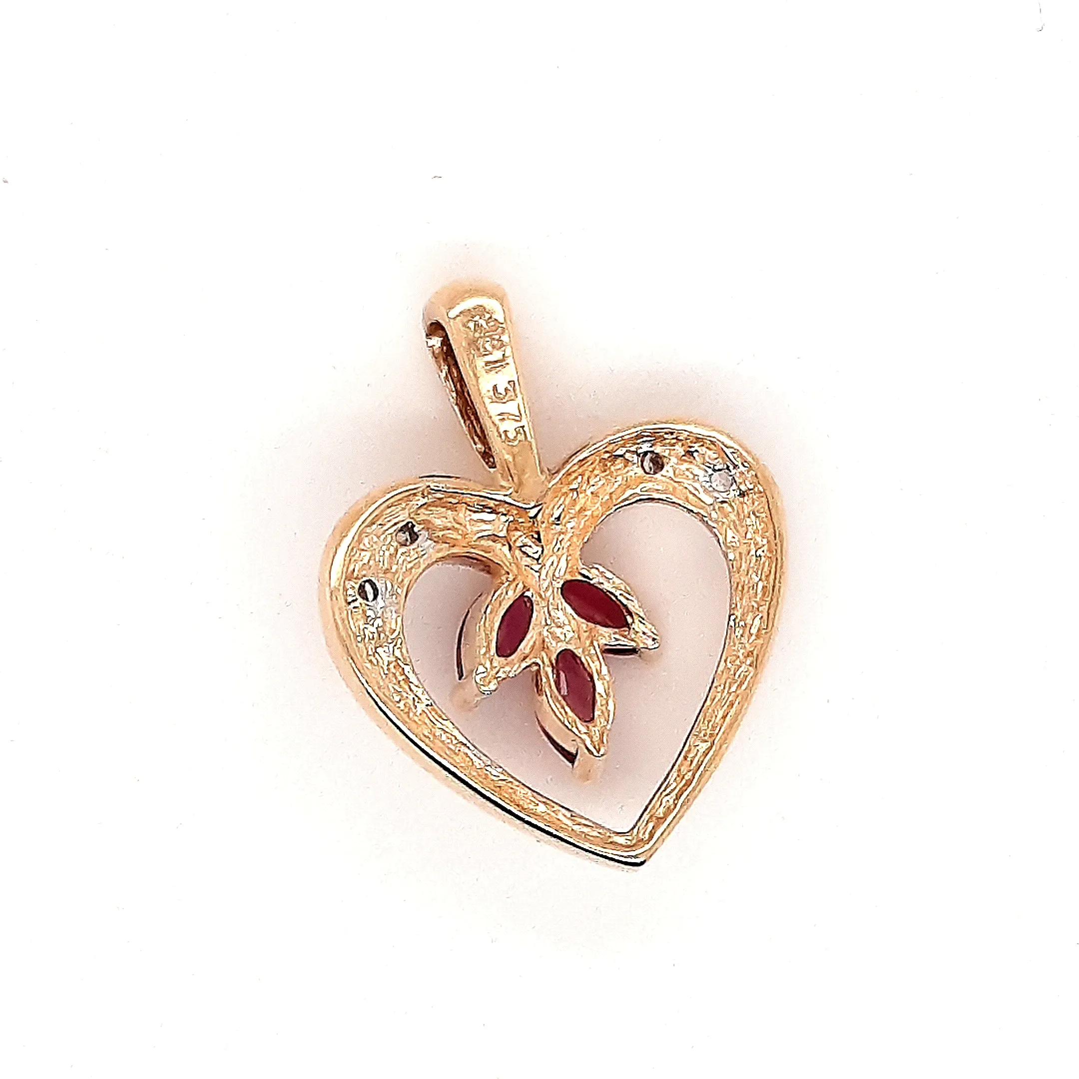 Ruby & Diamond Yellow Gold Heart Pendant