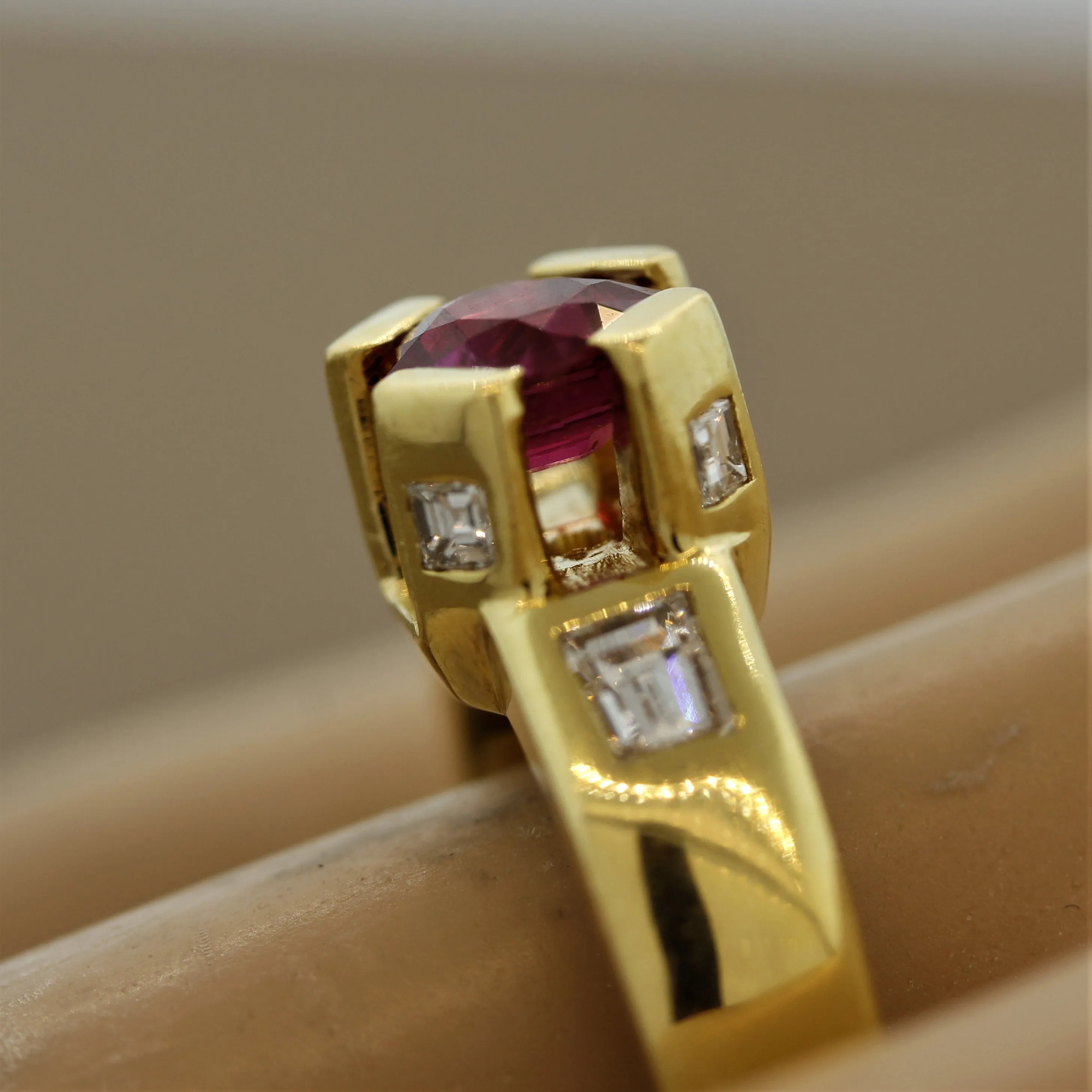 Ruby Diamond “Crown Prong” Gold Ring