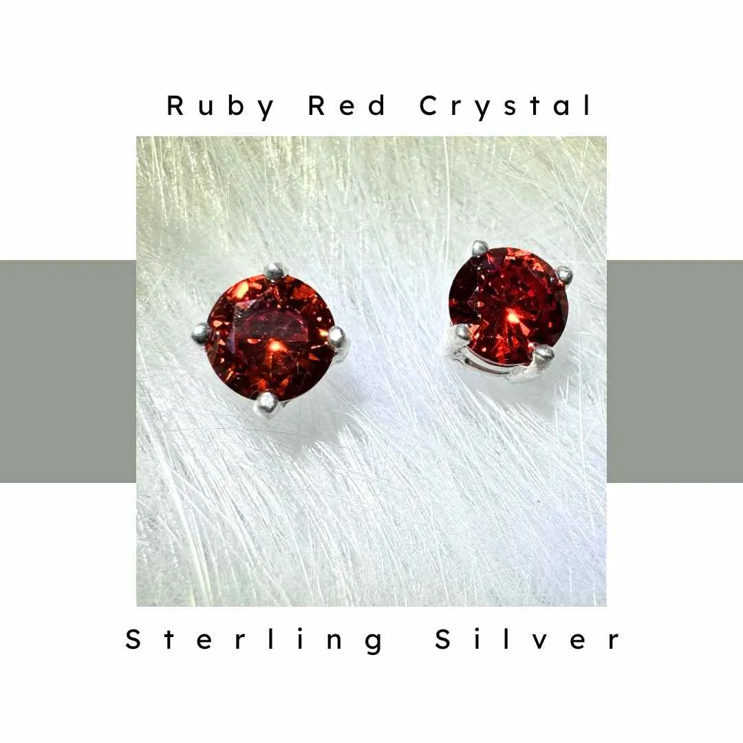 Ruby Red Crystal Post Earrings by Nickel Smart®