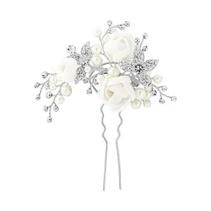 SassB Freya Crystal and Pearl Flower Hair Pin