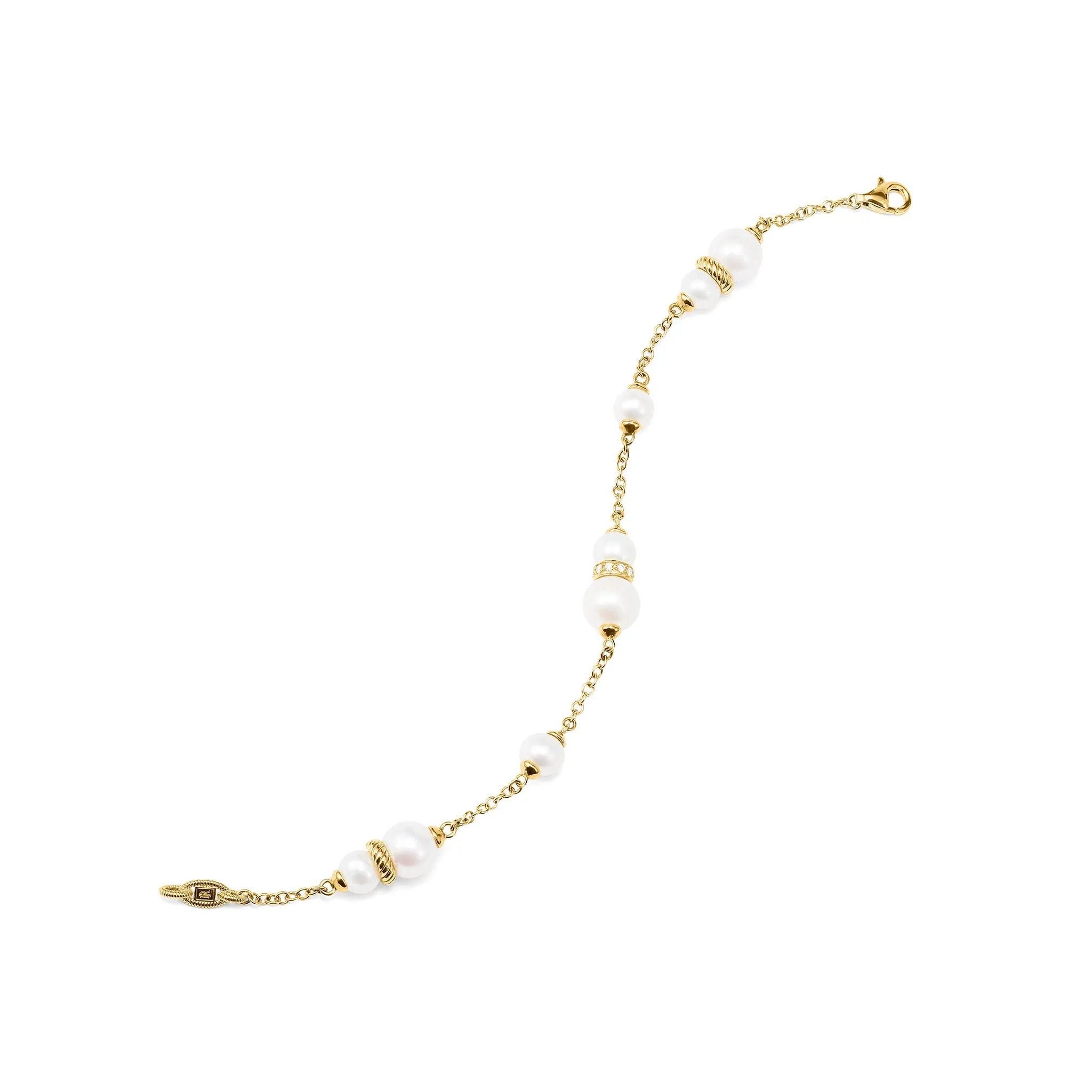 Shima Bracelet with Freshwater Pearls and Diamonds in 18K