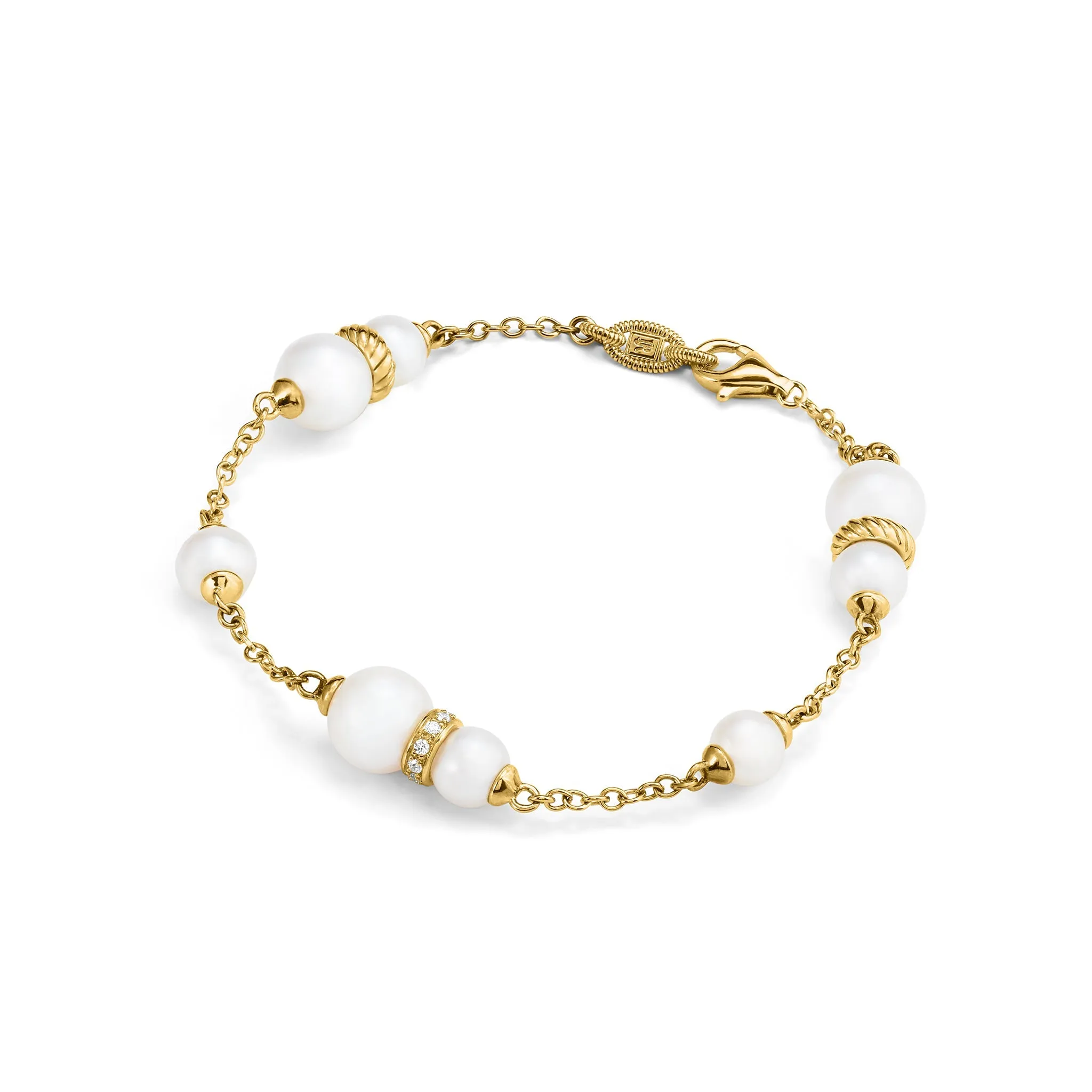 Shima Bracelet with Freshwater Pearls and Diamonds in 18K