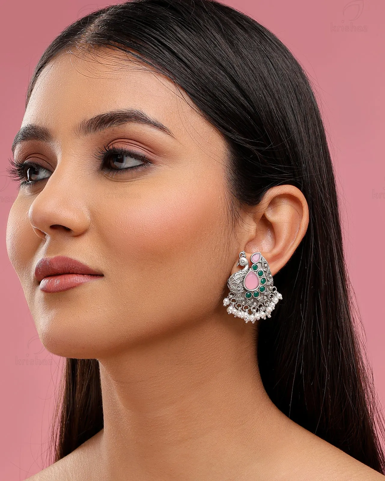 Shyla Peacock Stud Earrings - wxo