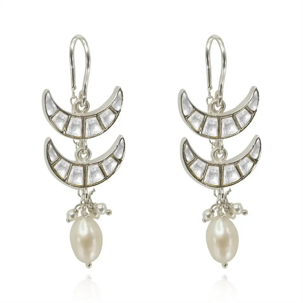 Silver 92.5 Chaand Bali Sui Dhaga Earrings