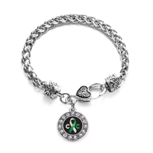 Silver Cervical Cancer Support Circle Charm Braided Bracelet