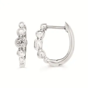 Silver Diamond Hoop Earrings