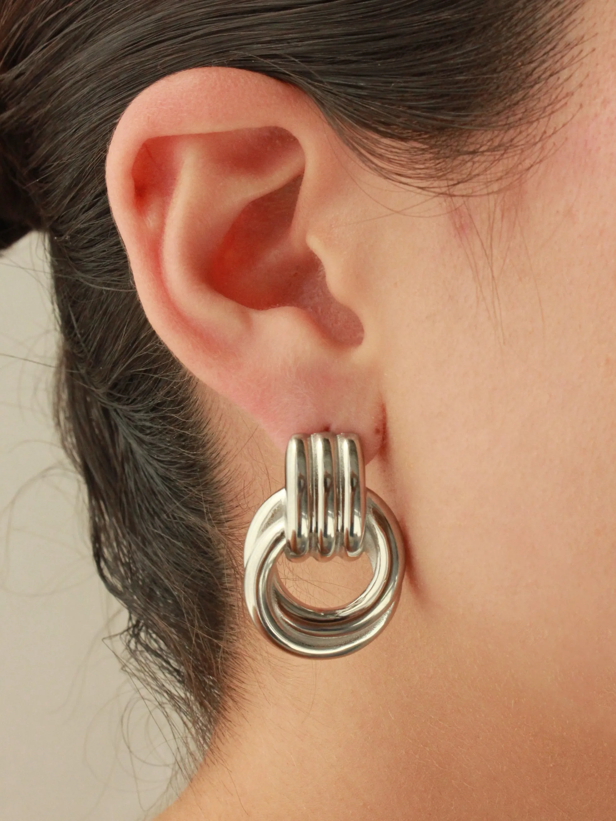 Silver Hanging Hoops