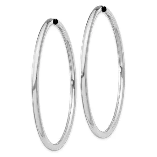 Silver Hollow Endless Tube Hoop Earrings 3mmx60mm