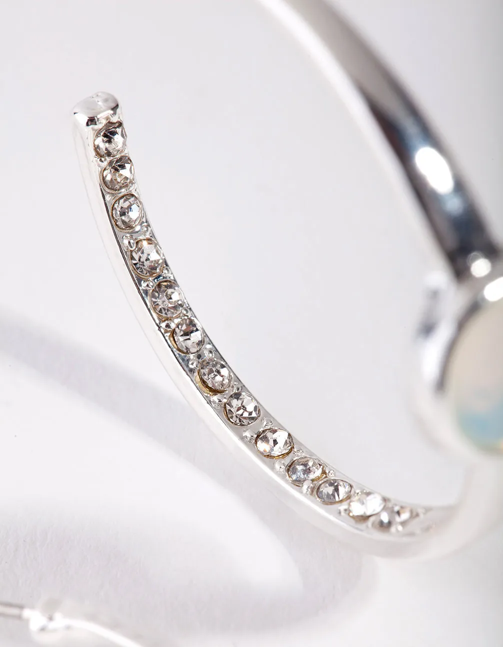 Silver Inner Diamante Hoop Earrings