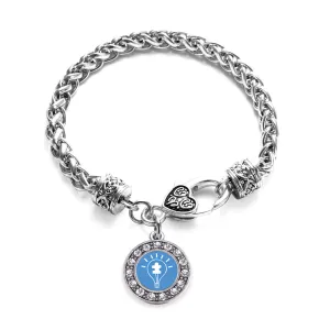 Silver Light Bulb Autism Awareness Circle Charm Braided Bracelet