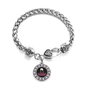 Silver Maid Of Honor Circle Charm Braided Bracelet