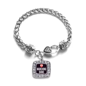 Silver Marching Band Square Charm Braided Bracelet