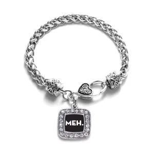 Silver Meh Square Charm Braided Bracelet