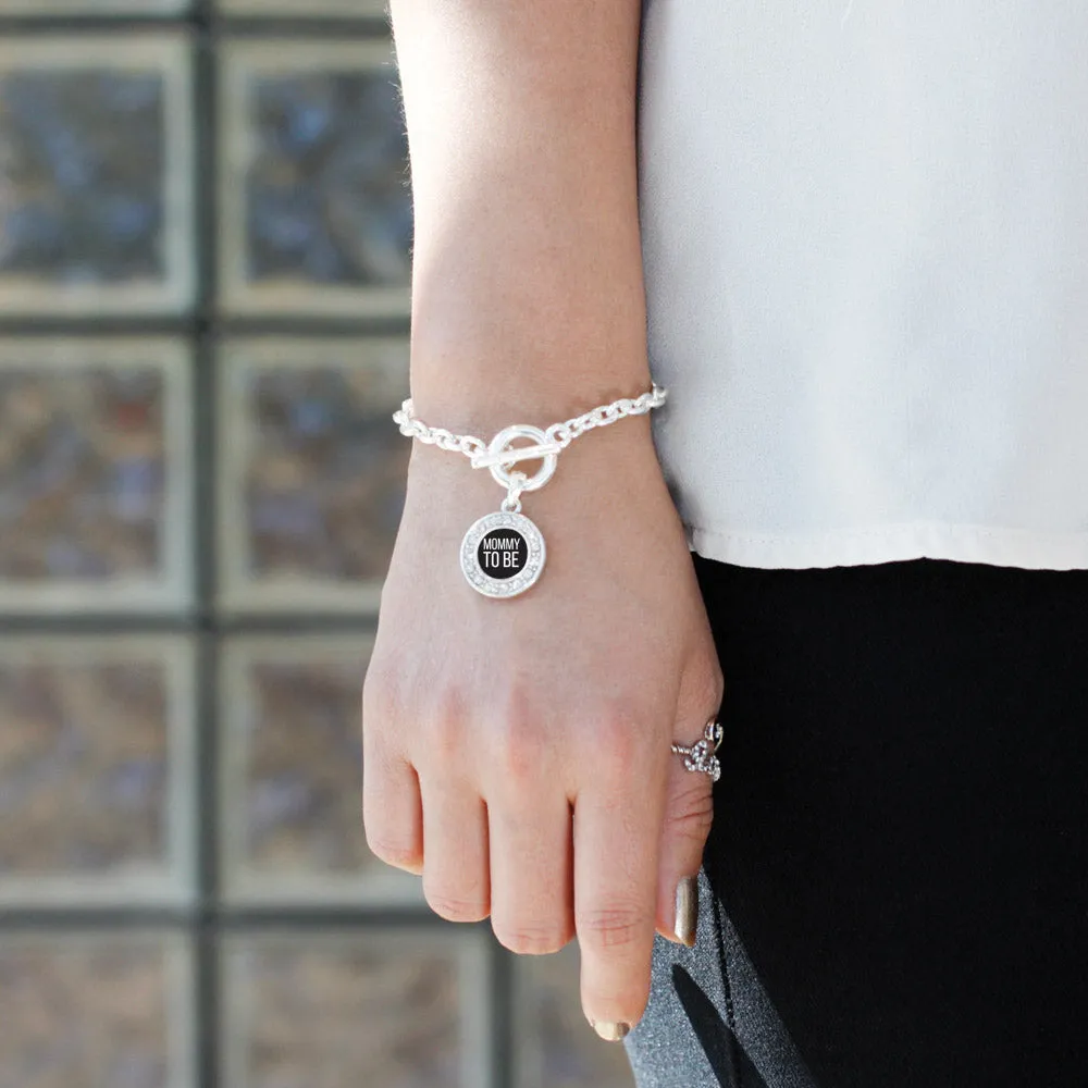 Silver Mommy To Be White Circle Charm Toggle Bracelet