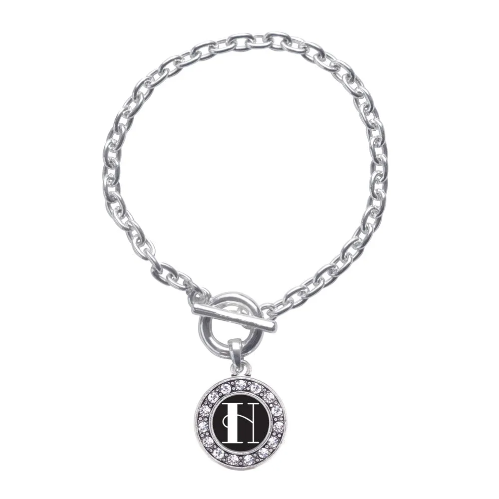 Silver My Vintage Initials - Letter H Circle Charm Toggle Bracelet