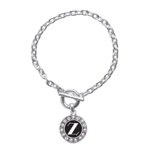 Silver My Vintage Initials - Letter Z Circle Charm Toggle Bracelet