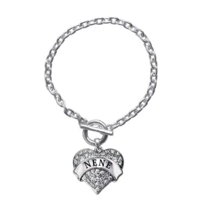 Silver Nene Pave Heart Charm Toggle Bracelet