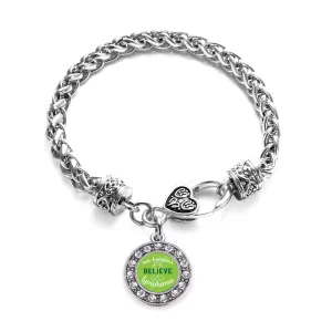 Silver Non Hodgkin's Believe Circle Charm Braided Bracelet