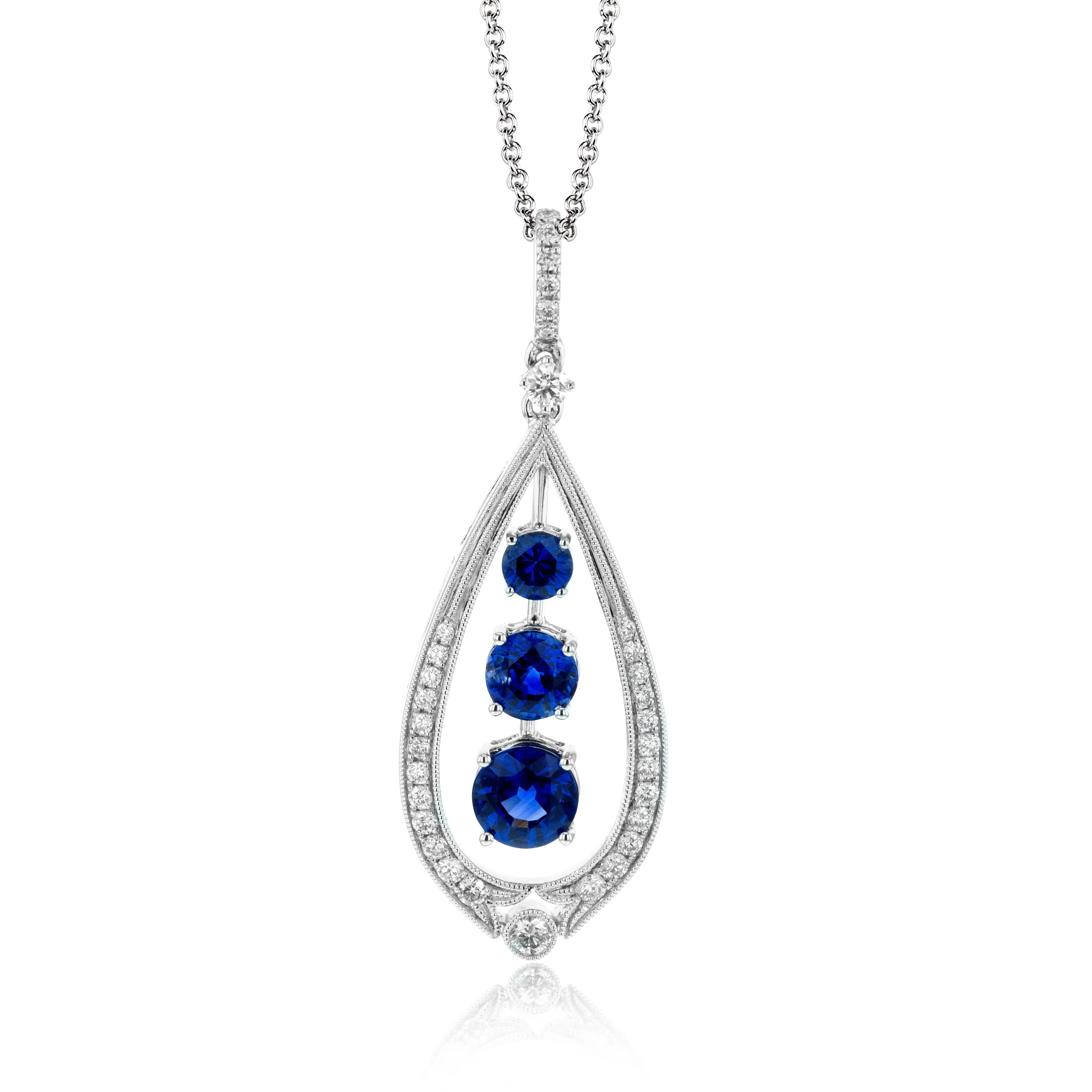 Simon G Jewelry White Gold Drop Style Sapphire Pendant