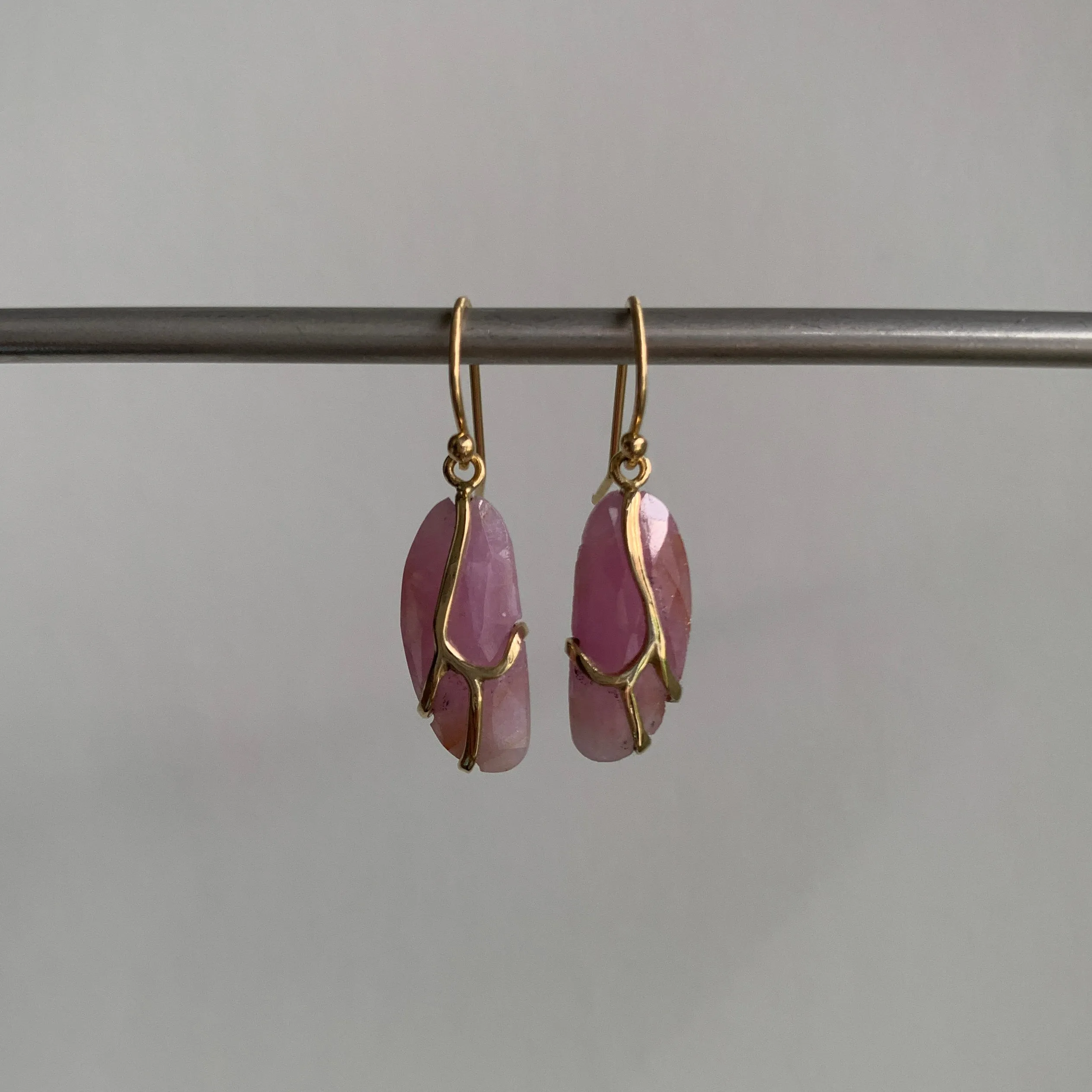 Small Pink Sapphire Butterfly Earrings