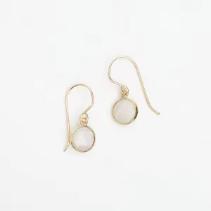 Small Round Bezel Set Moonstone Earrings