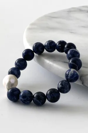 Sodolite  Baroque Pearl Bracelet