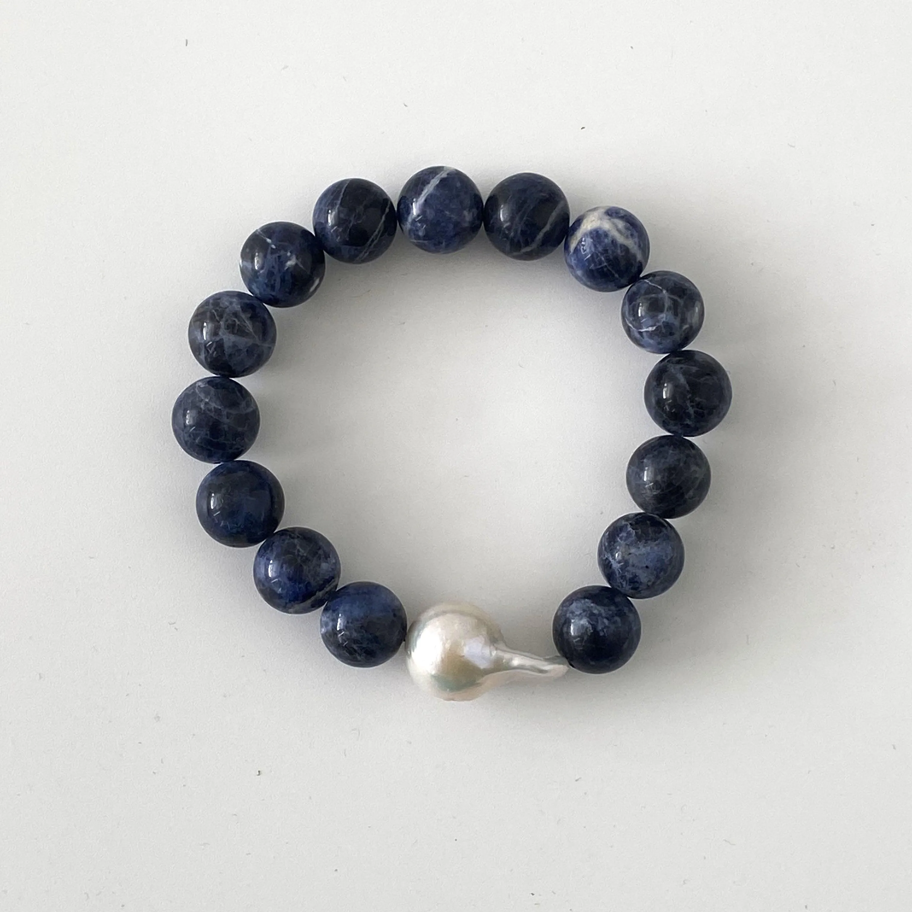 Sodolite  Baroque Pearl Bracelet