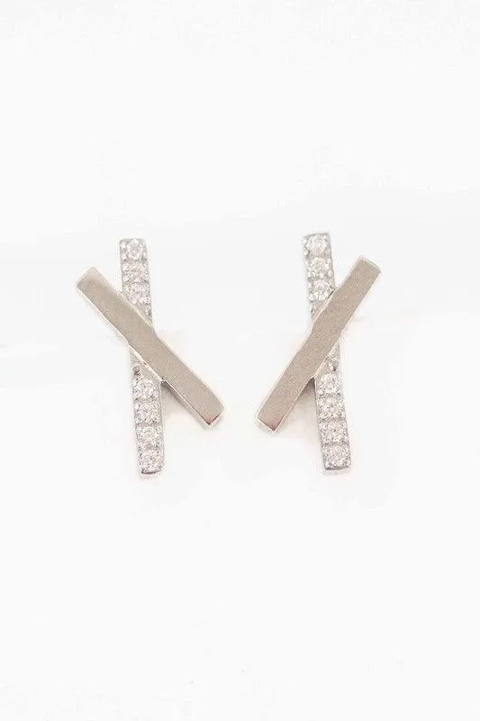 Stainless Steel Criss Cross Stud Earrings