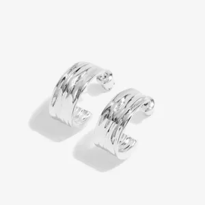 Statement Textured Hoop Silver Earrings 6390