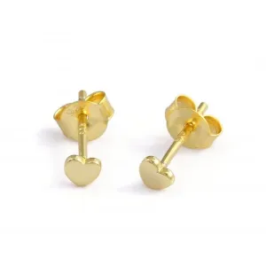 Sterling Silver Gold Plated Heart Stud Earrings