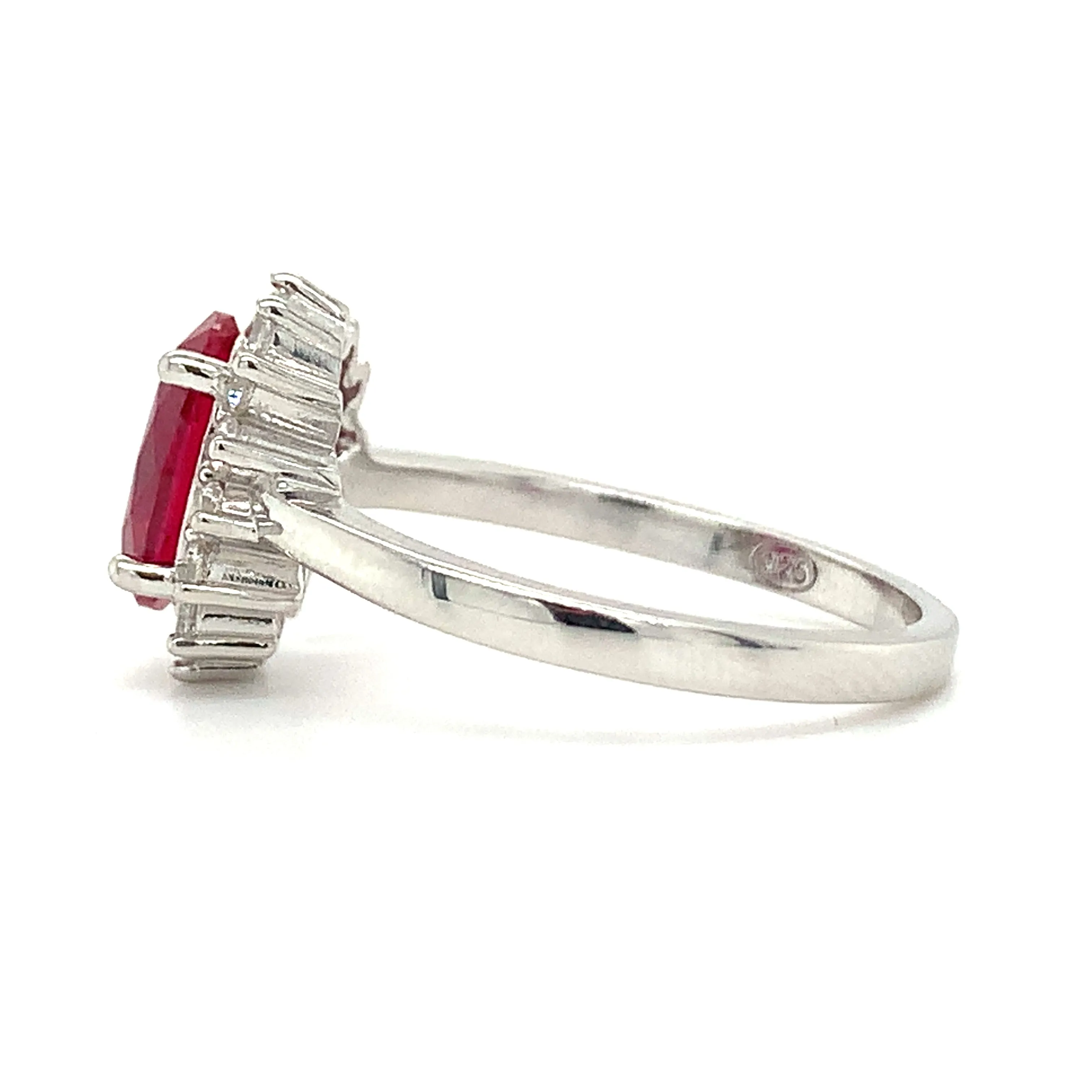 Sterling Silver Oval Ruby Halo Ring