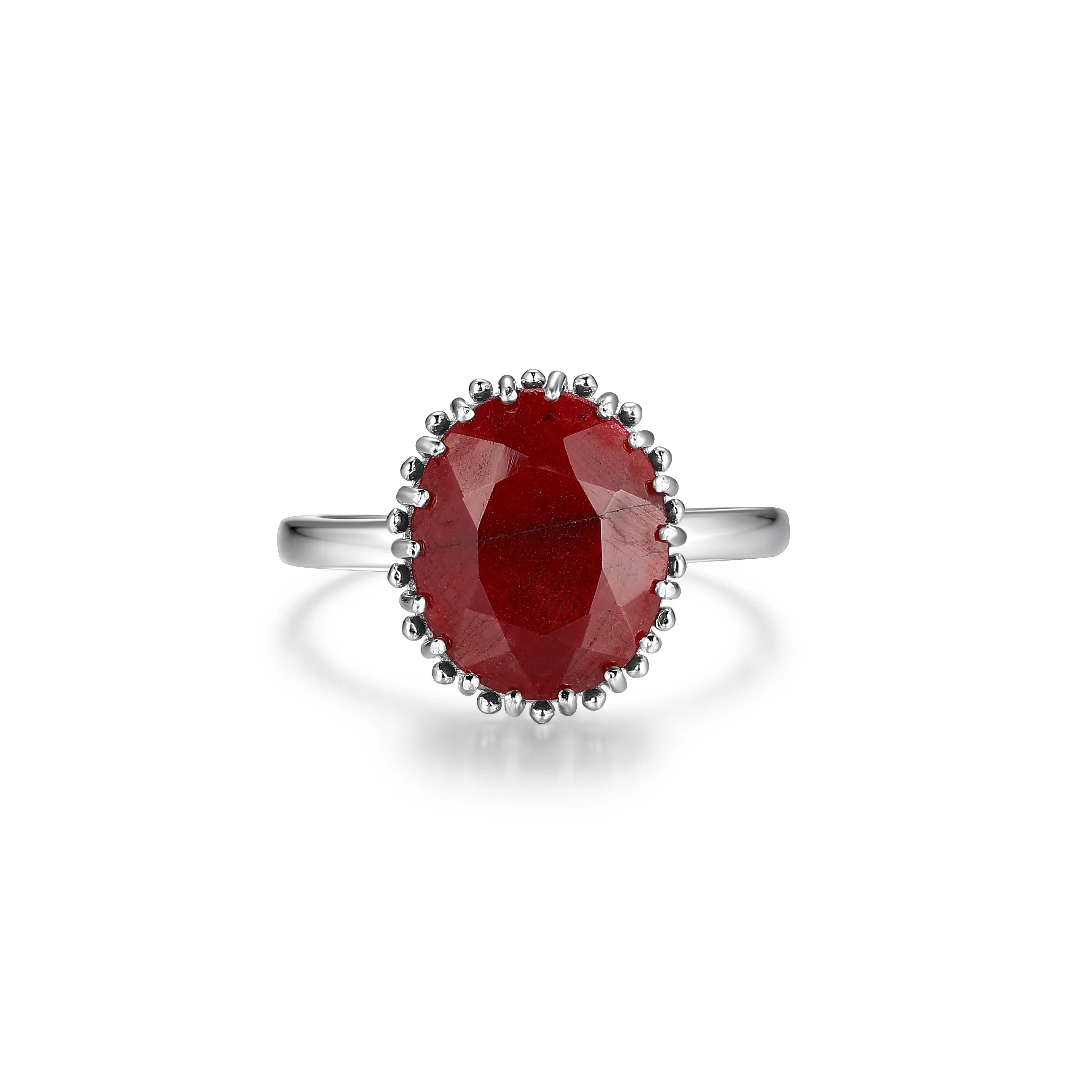 Sterling Silver Oval Ruby Ring