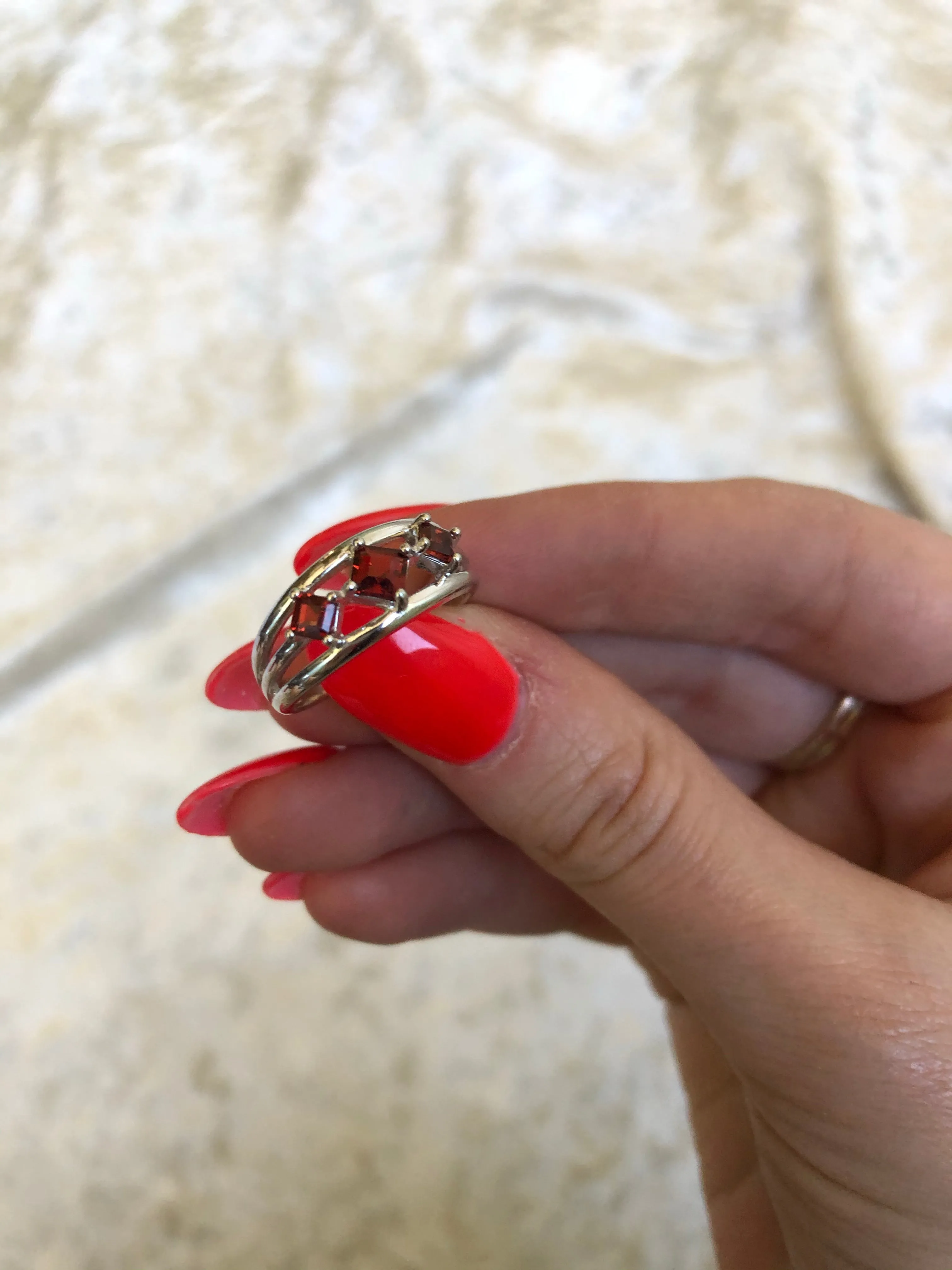 Sterling Silver Ruby Ring / 6