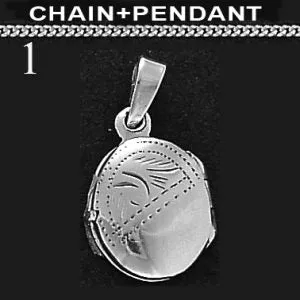 Sterling Silver Small Oval Engraved Locket with 18" Chain