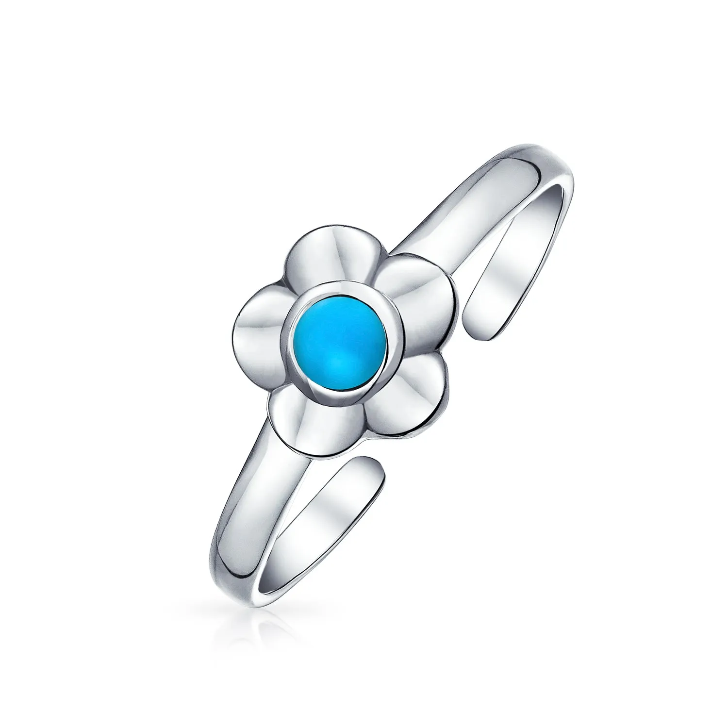 Sun Flower Blue Turquoise Midi Toe Ring Silver Sterling Western Jewelry