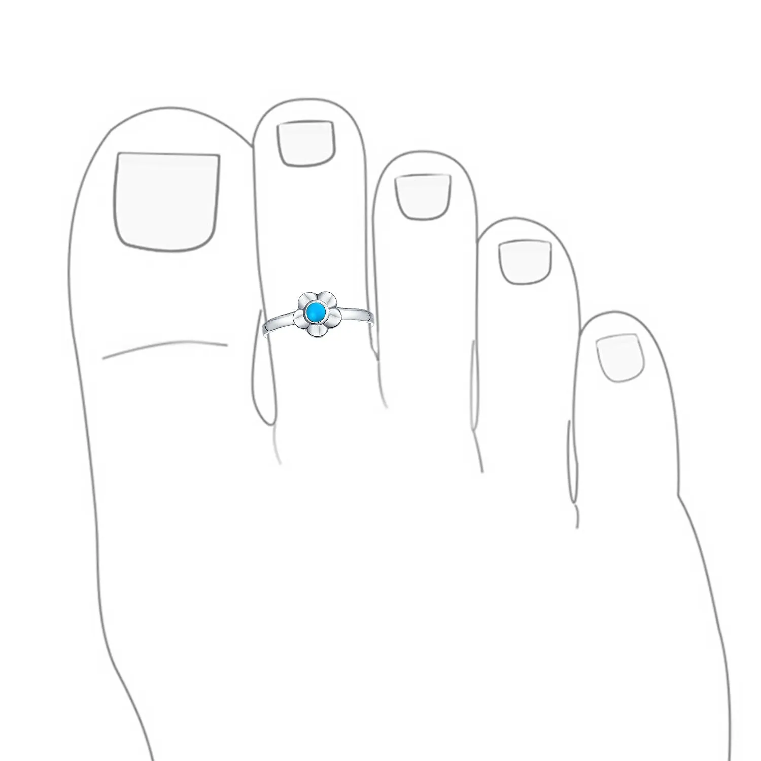 Sun Flower Blue Turquoise Midi Toe Ring Silver Sterling Western Jewelry