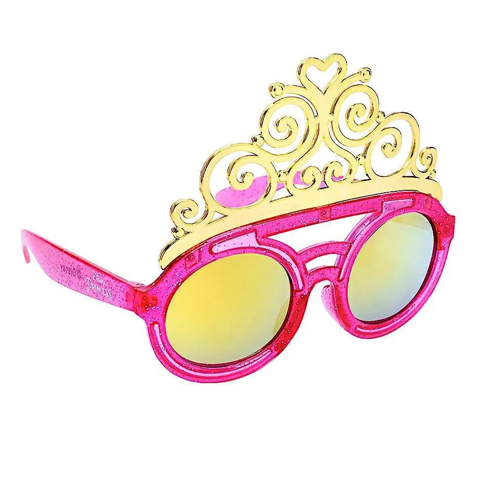 Sun-Staches Officially Licensed Disney Princess Pink Crown Sunglasses, Instant Costume Character Party Favor Shades UV, Pink, Gold, One Size