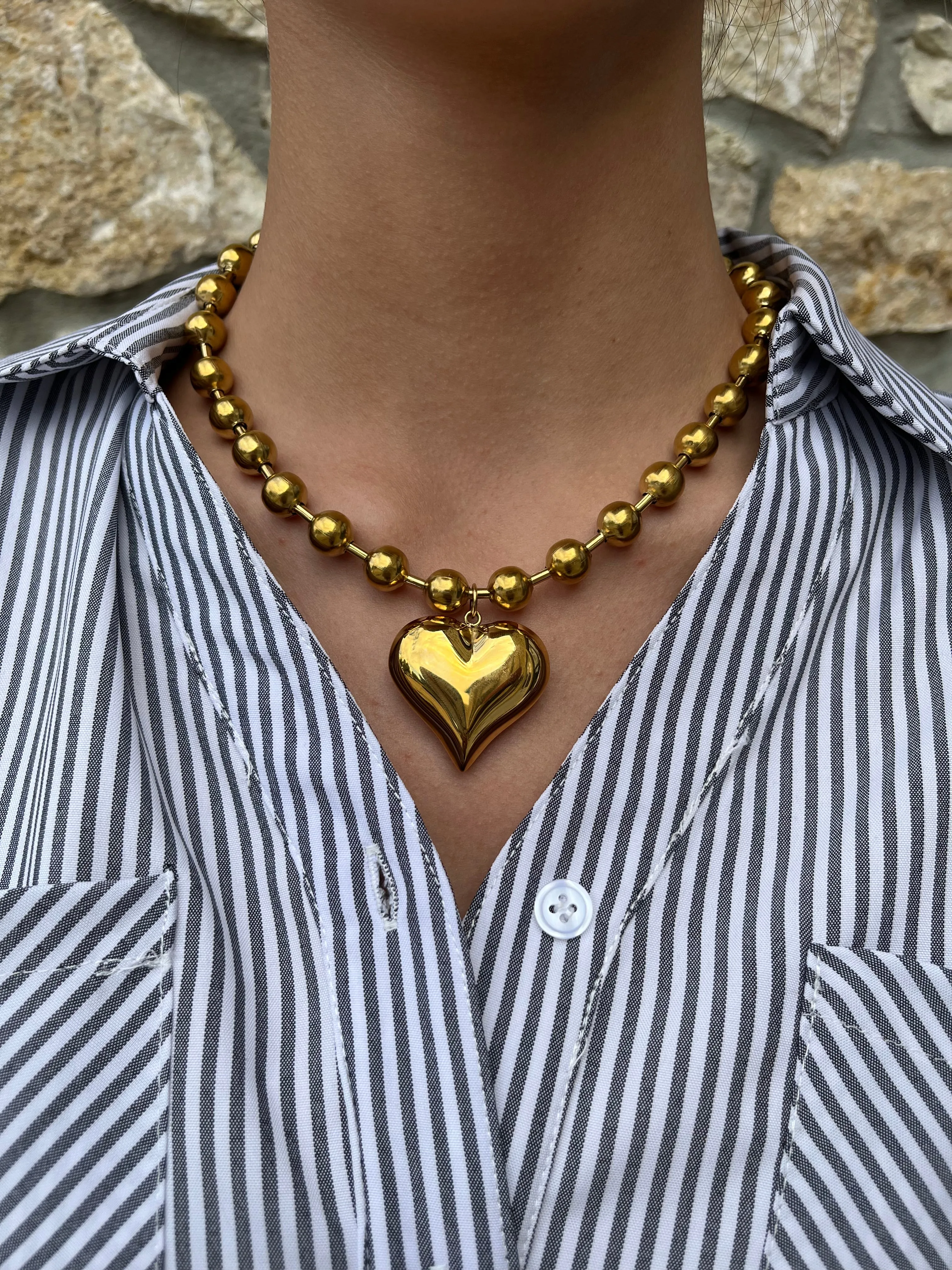 Tatum Gold Chunky Heart Necklace