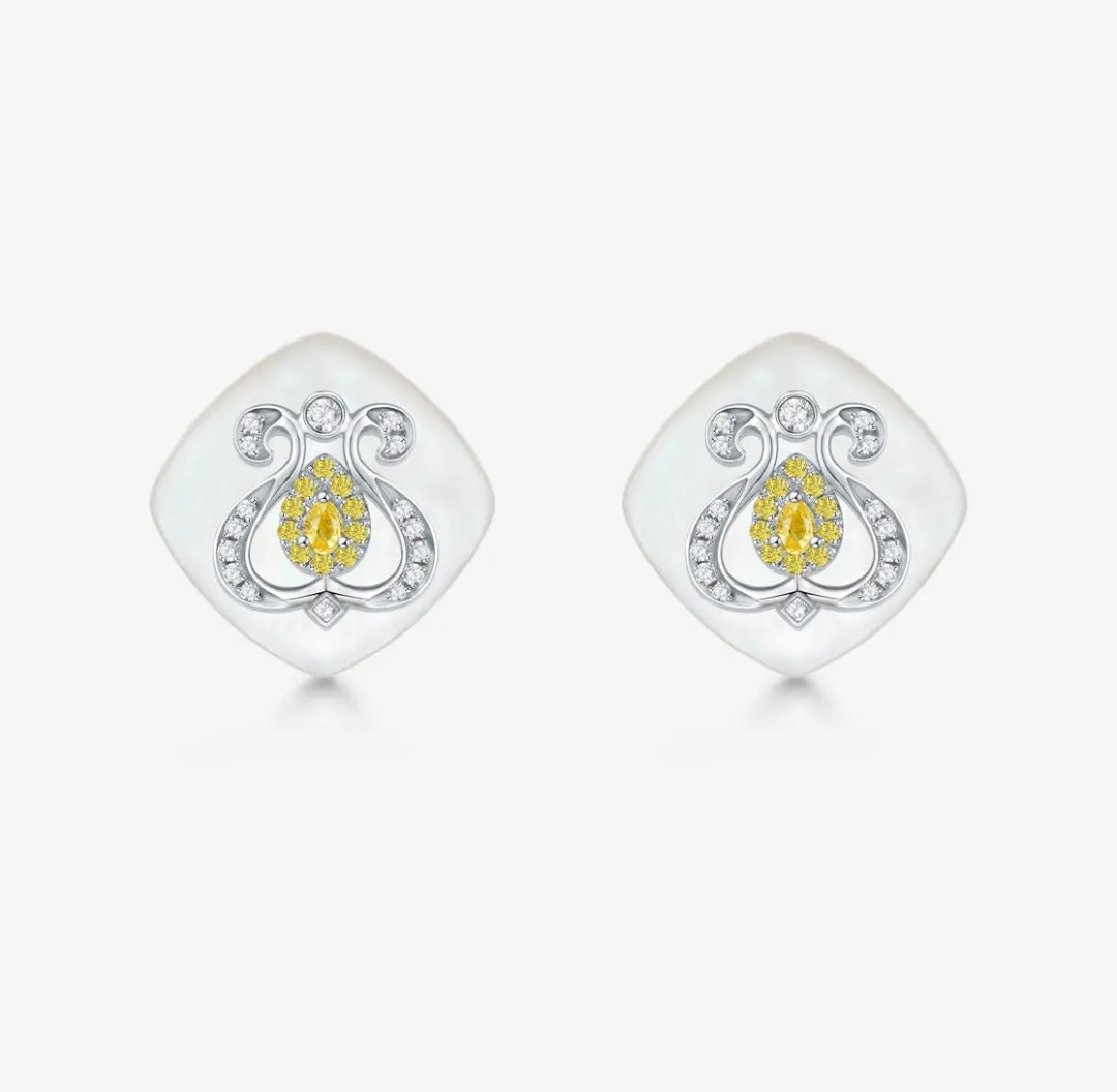 THIALH - CONCERTO - 18K White Gold Yellow Sapphire Diamond Earrings