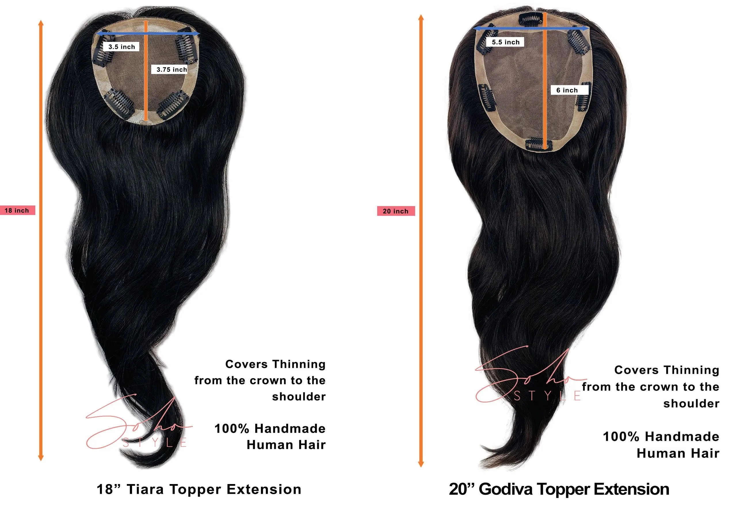 Tiara - 18'' Remy Human Hair Volume Topper Extension