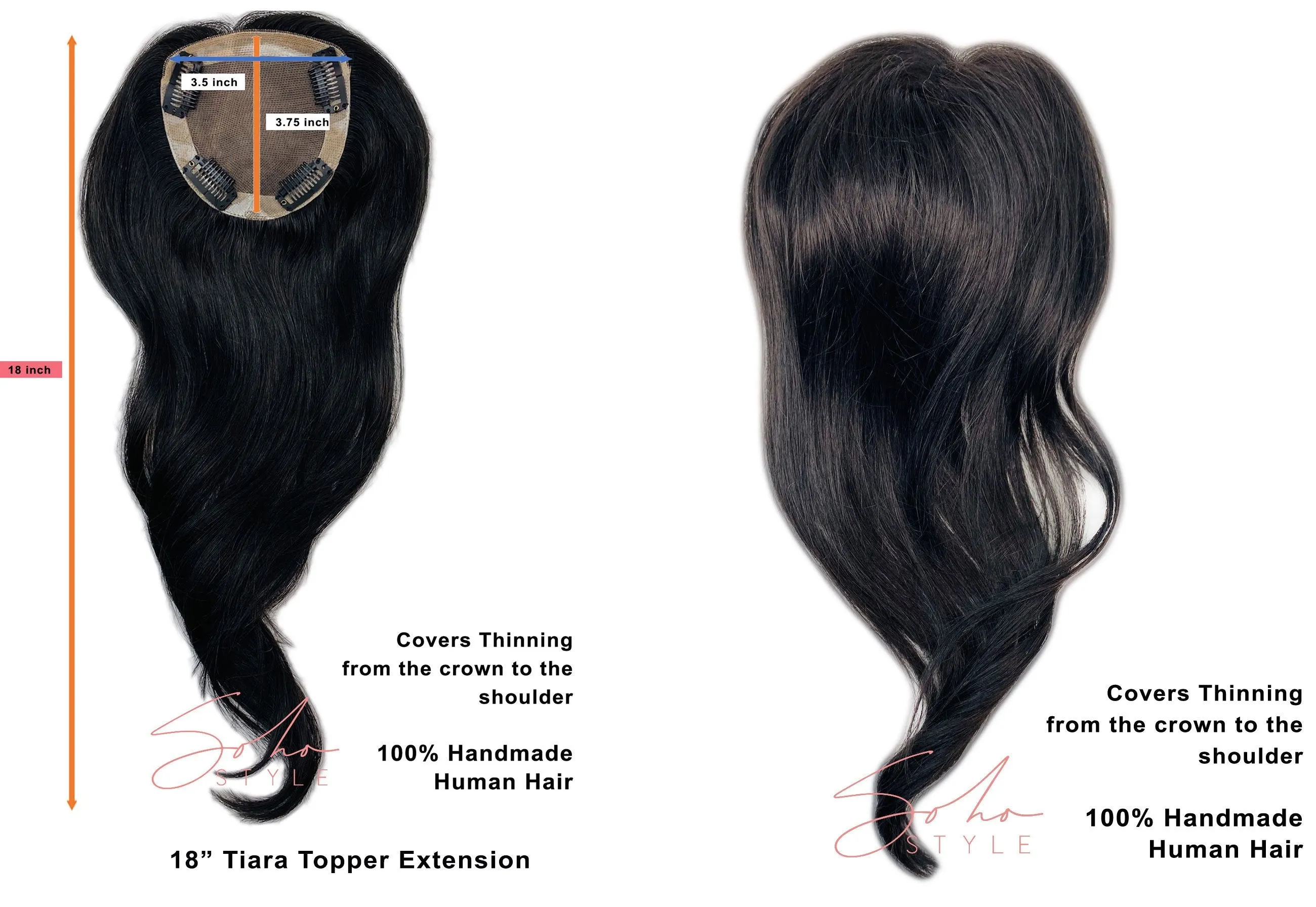 Tiara - 18'' Remy Human Hair Volume Topper Extension