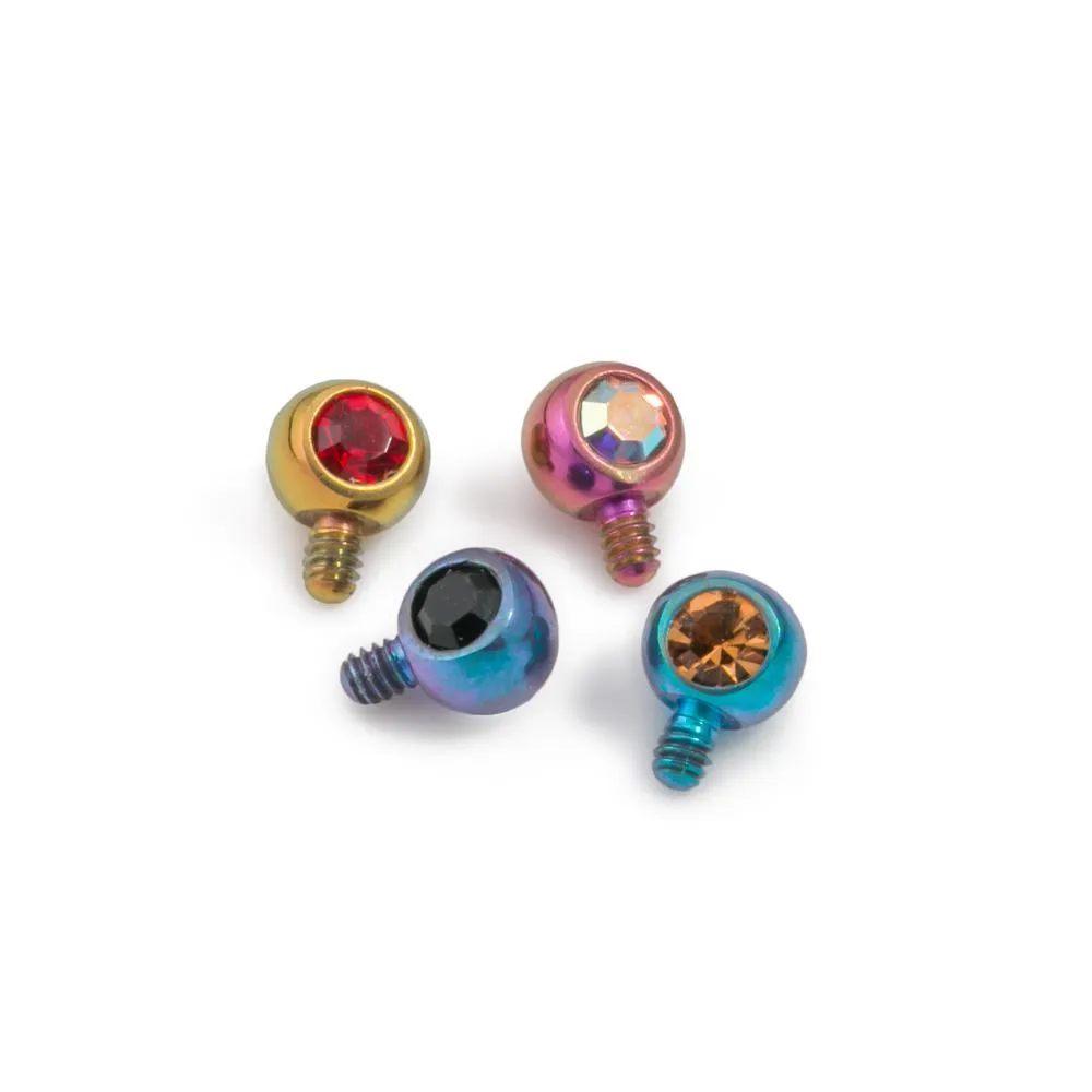 Tilum 14g-12g Internally Threaded 90° Swarovski Jeweled Titanium Ball – 3mm – Price Per 1